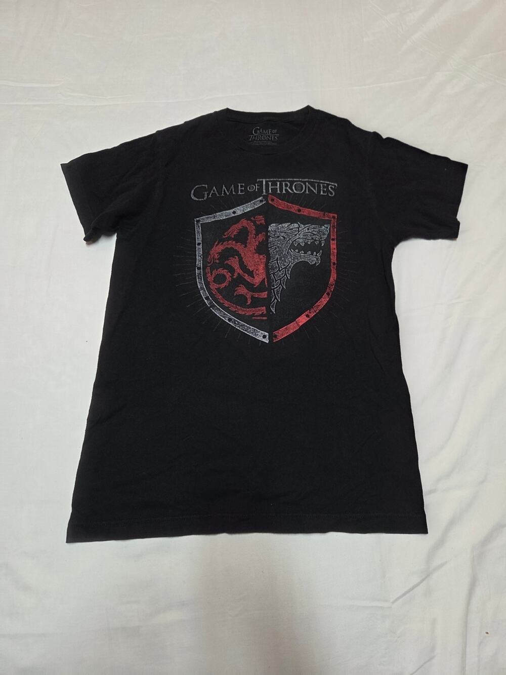 Game of Thrones Black Graphic Tee with Red & Gray Crest